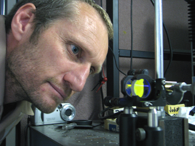 Associate Professor Richard Mildren in the photonics lab.